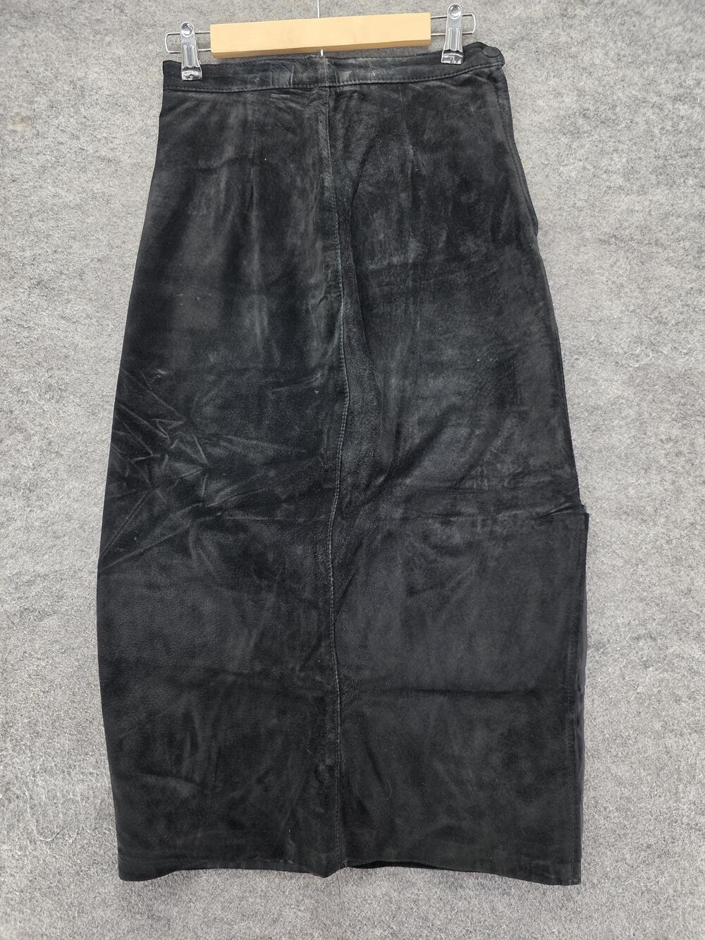 Diamond Leathers Skirt Womens 6 Black Straight Pencil Leather Suede Lined